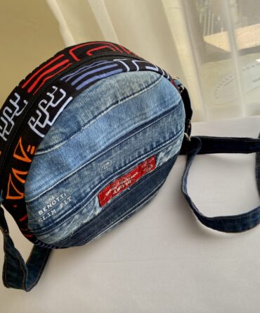 Upcycled Denim Round Sling Bag